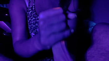 Preview 3 of Macumshotba Antropofaga - Couplesdelight,  Sexy misses E sucks cock in UV Ultra Violet with bright lipstick. Comment if you want the full version the