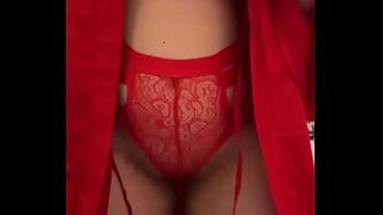 Preview 3 of Asia Sm Negero - Brunette in red lingerie plays with herself