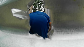Preview 1 of Hidden Masturbation Voyeur - Mujer grabada en cabina al aire libre(AL AIRE LIBRE)