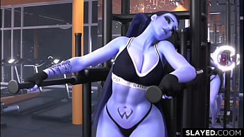 Preview 1 of Wish Taxi Kotean - Widowmaker and heavy loads in the gym with BBC (Compilation) non-human &amp_ alien girl