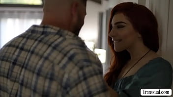 Preview 1 of Wife Blowjob Panties - Redhead Trans Woman analed by mistress