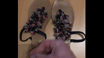 Preview 2 of Gay Public Wank Black - Cum sandals flower
