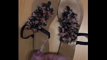 Preview 3 of Gay Public Wank Black - Cum sandals flower