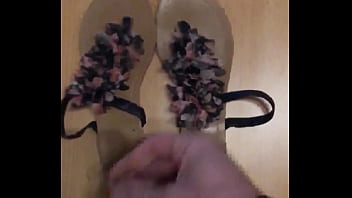 Preview 1 of Gay Public Wank Black - Cum sandals flower