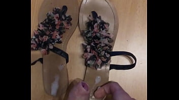 Preview 4 of Gay Public Wank Black - Cum sandals flower