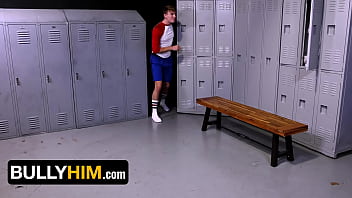 Preview 1 of Masterbating Quickie - New Twink&#039_s Humiliation Turns into a Steamy Encounter with His Cock-Hungry Bully in the Locker Room