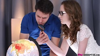 Preview 1 of Hot More Lesbian Hr - This teeny in cute nerdy glasses loves to travel - FULL SCENE on http://SheIsNerdy4K.com