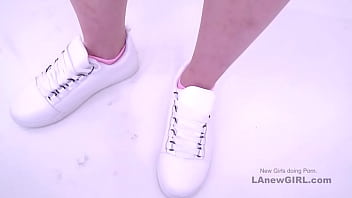 Preview 2 of Fucking Milf Indo - Fine blonde uses her feet to please cock in studio