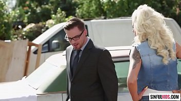 Preview 1 of My Bald Cock Soft To Hard - Nina Elle and Dane Cross fucks on wrecked car - Axel Braun&#039_s Trashy Milfs Scene 4