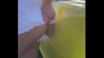Preview 2 of Sock Public - taking big dildo deep in her unassuming on public road