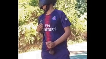 Preview 3 of Fool Taming - Biker Football player uniform jerking off out in public