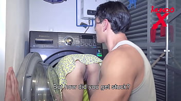 Preview 2 of Teens Fucking By Big Penis - She is stuck in the washing machine and her fucks her hard in doggy style MUNDOXXX.COM