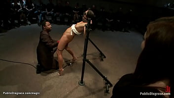 Preview 1 of Cuckold Glasses Kiss Husband - Little brunette rough fucked in public