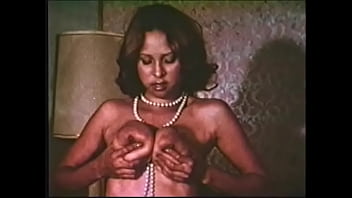 Preview 4 of Flash Neihbour - Slutty babe in blue panties caresses her horny nipples in retro movie