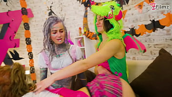 Preview 3 of College Party Japan - Crazy COSTUME HALLOWEEN Orgy with big CUMSHOTS