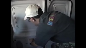 Preview 1 of Blak Grop - Sexy brunette loves group sex with three horny stallions in the car