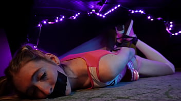 Preview 3 of Xsotik - Hogtied cheerleader Jenby Doll struggles herself to a slow-motion orgasm