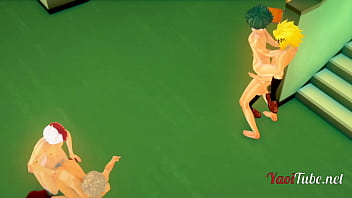 Preview 2 of Xnsjplfcf - Boku No Hero Yaoi Hentai 3D - Orgy Bakugou Katsuki is fucked by Todoroki Shoto while Deku (Midoriya Izuku)  is Fucked by Kaminari Denki. Anal Creampie Animation Gay
