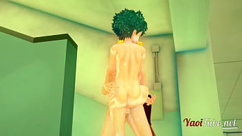 Preview 4 of Xnsjplfcf - Boku No Hero Yaoi Hentai 3D - Orgy Bakugou Katsuki is fucked by Todoroki Shoto while Deku (Midoriya Izuku)  is Fucked by Kaminari Denki. Anal Creampie Animation Gay