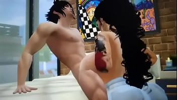 Preview 3 of Blacked Arw - Hot tits and the Sims 4 big boo girls give titjob SFM