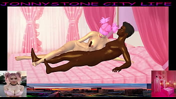 Preview 1 of Hanjob Big Tit - JonnyStone meets fun pink woman (custom)