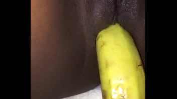 Preview 1 of Pucy Rubbing - Black teen masturbate with Banana
