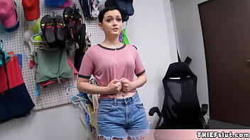 Preview 1 of Amy Raed - Short haired tomboi shoplifter chick caught and now she must suck and fuck