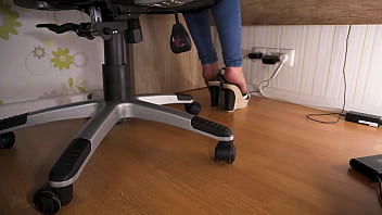 Preview 4 of Black Bbw Pussy Fuck - Spying On Hot Secretary Teasing Sexy Feet In High Heels Underdesk
