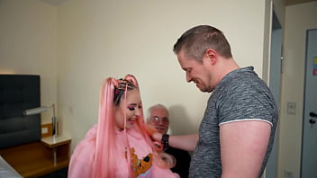 Preview 1 of Romentic Romantic - Cuckold Old Guy Jerk and Cum while Watching Step-Daughter get Fucked by Big Dick Boy