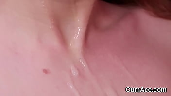 Preview 1 of First Big - Flirty stunner gets cum load on her face gulping all the jizz