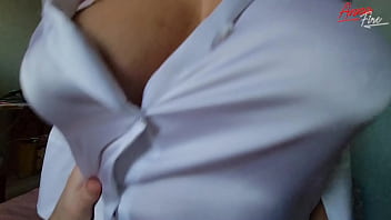 Preview 2 of Katrina Jade Keisha Greynolds - StepMom in white blouse let&#039_s StepSon cum
