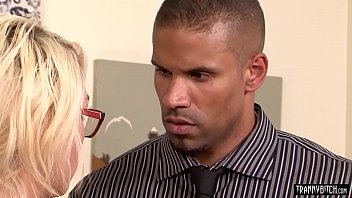 Preview 1 of Shemale Milf Sex - Troubled blonde shemale babe fucked by BBC therapist