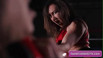 Preview 1 of Spanis X - Sexy lesbian hotties Ariel X,  Sinn Sage fight in the wrestling ring and then make out in the locker room