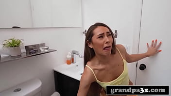 Preview 1 of Nervous Homemade First Taboo - Sexy Girl Fucked By Her Stepgrandpa As an Apology (Mackenzie Mace)