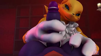 Preview 2 of Tini Titz - Renamon rides hard Impmon