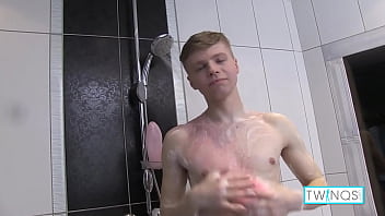 Preview 2 of Lucky Son Japanese 27 - Dirty James! Innocent Looking Twink Mastubates In The Shower