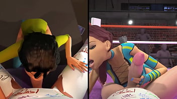 Preview 4 of Anal Vintage Asian - 3DGSPOT - Hot Girls Deepthroat A Big Cock In SPLIT-SCREEN COMP! 3D CARTOON PORN!