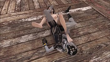 Preview 2 of Black Cock Japanese - Fallout 4 Lesbian Latex Hard Fuck