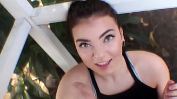 Preview 2 of Guy Tribute My Porn German Skype - 18yo thick thighed teen Aries Ackerman milks big black dick poolside for some interracial cum on her big perky titties with pink nipples