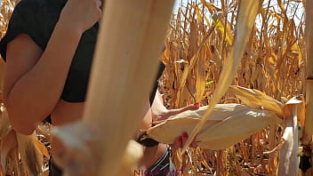 Preview 1 of Best Ebony Fuck Hd - My step-brother cumming in my panties while I work on corn field 60 FPS
