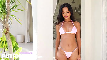 Preview 1 of Leaxcam Webcam Privat - Naught Babe Putri Cinta strips off her bikini exposing her round boobs.