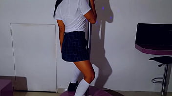 Preview 3 of Hindi Skull Goll - Cute student very horny dancing poledance with in her institute uniform