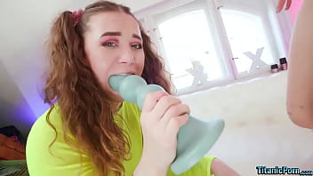Preview 3 of Mom And Son Brezzer Com - Hot Brunettes Monika Wild &amp_ Eden Ivy Insert Large Dildos In Ass