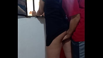Preview 1 of Indian Mother Xxxxvdeo - Fucking my babysitter while she watches out the window to make sure my wife doesn&#039_t come