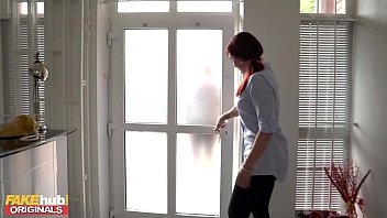 Preview 1 of Dinne Daiyal - FAKE PORN SHOOT Lucky handyman fucks pornstars Charlie Red and Mary Rock by mistake