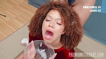 Preview 3 of Litall Gals Xxx - PremiumBukkake - Katrina swallows 78 huge mouthful cumshots
