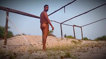 Preview 1 of Hard Orgasm Shaking Leg - Beach time ??️#thong #loincloth #langot #fundoshi