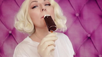 Preview 2 of Body Massage And Love Sex - Latex Medical Gloves and Eating Ice Cream (Food Fetish) with Braces (Arya Grander)