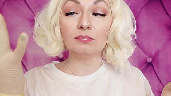 Preview 3 of Body Massage And Love Sex - Latex Medical Gloves and Eating Ice Cream (Food Fetish) with Braces (Arya Grander)