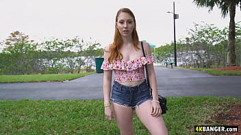 Preview 2 of Gf Fuck From Behind - Slutty redhead picked up and fucked roughly in the Bangbus